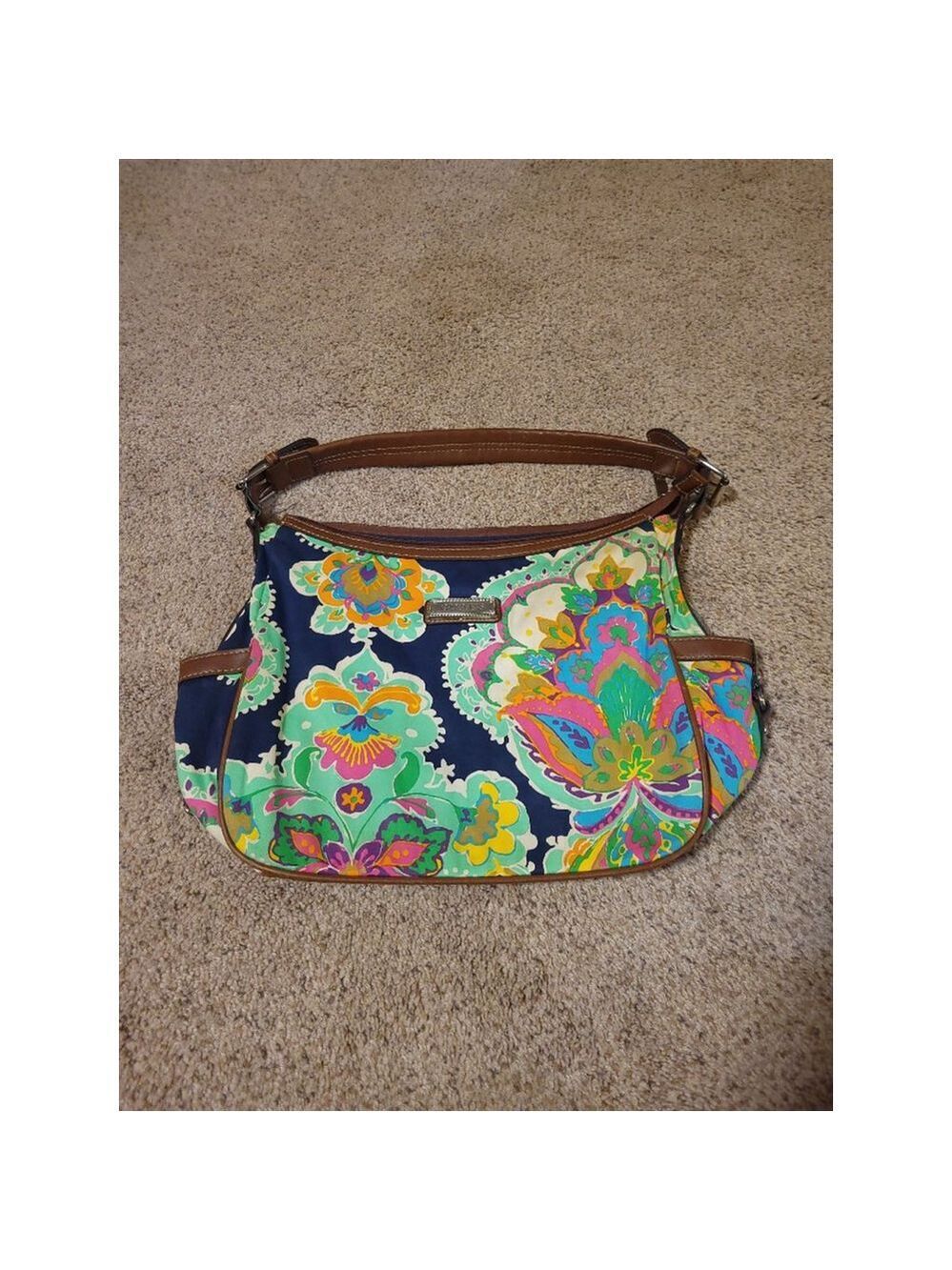 Chaps Multicolor Paisley Bag | Faux Leather Details